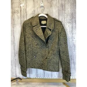Current/Elliott The Auburn Trench Leopard Print Jacket - Army Dirty Paws Size S
